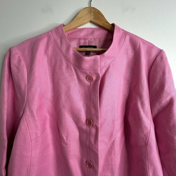 Talbots Jacket Blazer Jacket Womens 22W Pink Linen Button Front 3/4 Sleeve - Picture 2 of 9